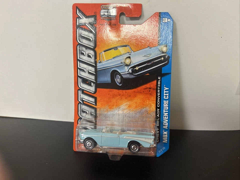 Matchbox MBX Adventure City 1957 Chevy Bel Air Convertible Blue 2012 Mattel BN - Image 1 of 1