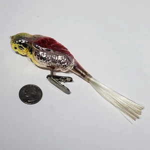 De Colección Vidrio Mercurio Clip-On 6.5" Pájaro Loro Guacamayo Adorno Fibra de Vidrio Cola Hilada - Imagen 1 de 11