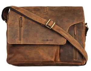Greenburry Überschlagtasche Vintage Umhängetasche braun Bürotasche Leder - Picture 1 of 8