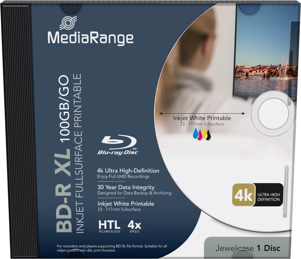 5 Mediarange Rohling Blu-ray BD-R XL full printable 100GB 4x Jewelcase - Bild 1 von 1