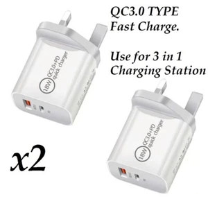 18W/3A Fast Quick Charge QC3.0 USB Hub Wall Fast Charger Adapter UK Plug - Picture 1 of 2