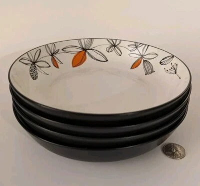Juego 4 cuencos de cerámica de 8" diseño floral de arroz o fideos asiáticos de alta temperatura Arst Foto 1 de 4