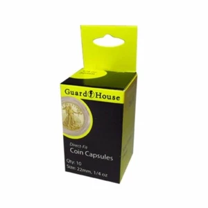 Guardhouse Direct-Fit Coin Capsules - 1/4 oz Gold Eagle 22mm - Pack of 10 - Picture 1 of 1