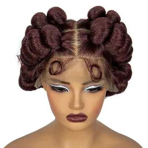 Hair Short Cute Synthetic Full Lace Knotless Braided Lace Wig for Black Women - Picture 1 of 30