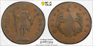 1787 PCGS F15 - MASSACHUSETTS - Ryder 1c Cent 6-G Coin #52335A - Picture 1 of 3