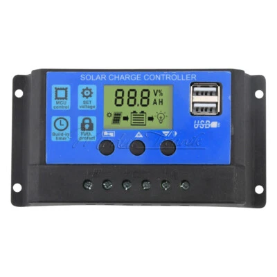 Regolatore di carica batteria pannello solare 10A 20A 30A regolatore LCD doppio USB 12V/24V - Immagine 1 di 4