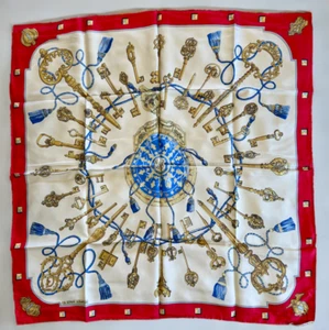 Hermes Schal rot Les Cles Carre 90 - Bild 1 von 13