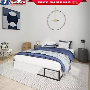 9 Inch High Box Spring Queen Bed Metal Fabric Cover Quiet Noise Free Black - Picture 1 of 8