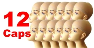 12 PCS NYLON STOCKING WIG CAP LINER BEIGE BLACK STRETCH ELASTIC BALD CAP A LOT - Picture 1 of 4