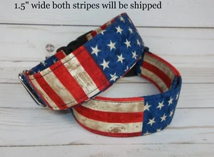 USA PATRIOTIC Old World Stars Stripes Dog Collar Custom made Adjustable 4TH JULY - Picture 1 of 17