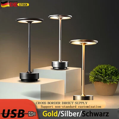 LED Touch Tischlampe Dimmbar Tischleuchte Kabellos USB Lampe Akku Innen & Außen - Bild 1 von 4