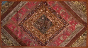 Handgestickte antike Patches Pailletten Arbeit Wandteppich Dekor aus Indien - Bild 1 von 5