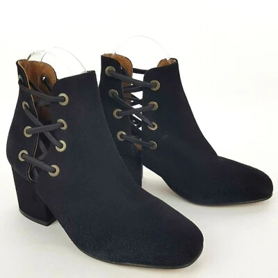 H by Hudson London Talla 5 EE. UU./Euro 36 Negro Gamuza Detalle de Encaje Abierto Botines Tacón Foto 1 de 4