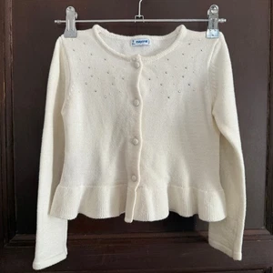 MAYORAL | Winter White Pearl Button Ruffle hem Long Sleeve Cardinal | Size 5 - Picture 1 of 6