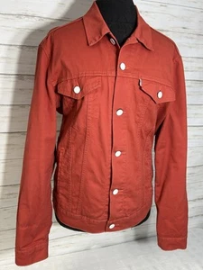 LEVIS LEVI'S MEDIUM Damen Orange Jeans Denim JACKE Damen Mantel Weiß Knöpfe - Bild 1 von 17