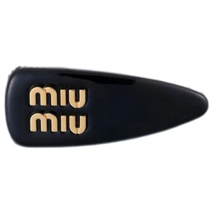 Miu Miu Miu Patent Leather Hair Clip Barrette 5IF092 Metal Black S... GZl188t5 - Picture 1 of 1