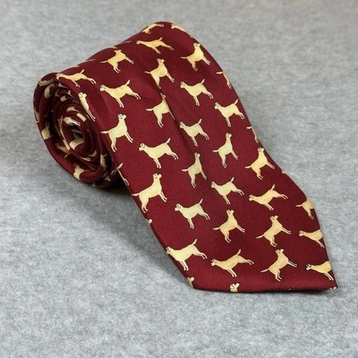 Alynn мужской галстук красный шелк золотой лабрадор ретриверы узор собаки ПРИМЕЧАНИЕ - Изображение 1 из 4