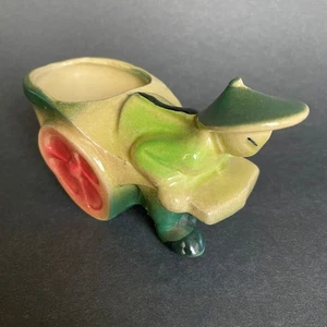 1950s USA Pottery Chinese Rickshaw • Ceramic Airbrushed Planter - Picture 1 of 11