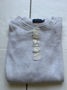 Polo Ralph Lauren Henley Thermal Pullover Men's XL Cream Light Grey - Picture 1 of 7