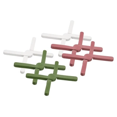 6 Piezas Plegable Silicona Trivet, Alfombrillas Trivet para Hot Pots, Blanco/Rosa/Verde Foto 1 de 4