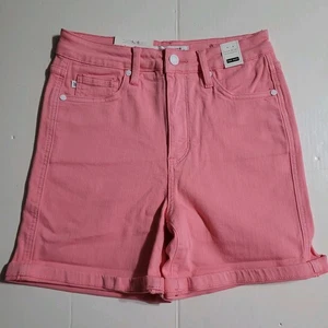JUDY BLUE High Waist Tummy Control Garment Dyed Pink Denim Shorts Size MEDIUM - Picture 1 of 10