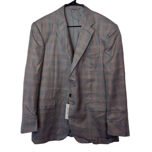 NWT Canali Men’s Wool Silk Linen Plaid Sport Coat Blazer Size 56R Luxury Office - Picture 1 of 12