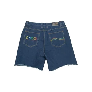 Coogi Australia Est.1969 Shorts Mens 38 Blue Denim Cotton Frayed Hem Hip Hop - Picture 1 of 9