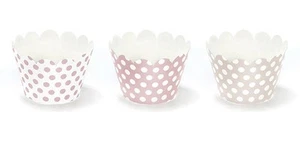 6 Avvolgi CUP CAKE Muffin decorativi a pois - Rosa Bianco e Toupe - Foto 1 di 1