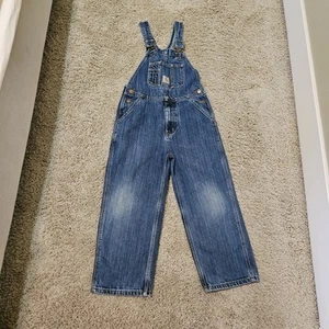 Carhartt Overalls Youth 7 Blue Denim Master Cloth Sanforized Workwear Utility - Picture 1 of 8