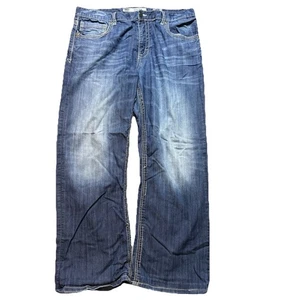 Buckle BKE Jeans Mens 36x28 Blue Dark Wash Tyler Straight Stretch Denim Whiskers - Picture 1 of 11