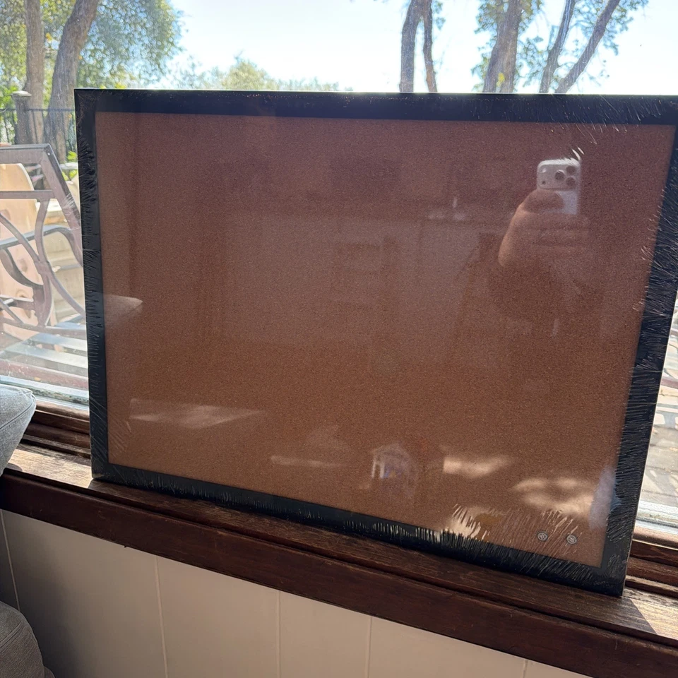 U Brands Cork Bulletin Board, 17" x 23", Self-Healing Cork, Black MDF Frame New - Image 1 of 4