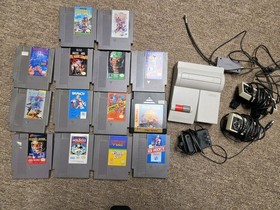 Nintendo NES-101 Top Loader Console + 14 Games 2 OEM Controllers Tested Working