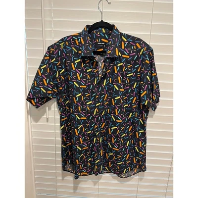 Jared Lang 2XL Mens Colorful Print Short Sleeve Button Down Shirt - Image 1 of 4