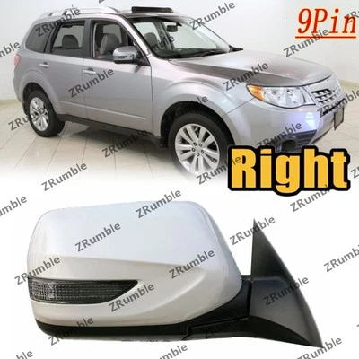 Right For Subaru Forester 2011 2012 Rearview Mirror Heated LED Turn signal 9Pin - Image 1 of 4