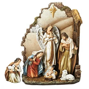 Joseph Studio 7-teiliges Weihnachtskrippen-Set mit Rückwand 66088 Neu - Bild 1 von 3