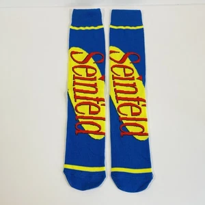SEINFELD SOCKEN blau gelb rot Retro 90er TV-Show Herren/Damen ERWACHSENE CREW EINHEITSGRÖSSE - Bild 1 von 4