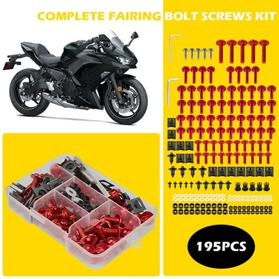 Juego completo de pernos de carenado rojo para tornillos ninja Kawasaki 7R ZX6R ZX9R ZX12R ZX14 Foto 1 de 4