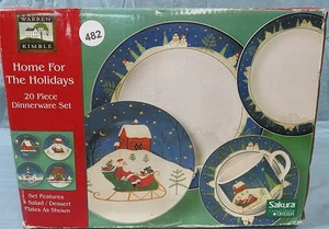 JUEGO DE PLATOS DE NAVIDAD PARA 4 ONEIDA SAKURA WARREN KIMBLE HOME FOR THE HOLIDAY 20 PIEZAS - Imagen 1 de 7