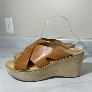 Kork Ease LANA Crisscross Slide Sandal Women’s 9 Brown Platform Wedge Boho - Picture 1 of 15