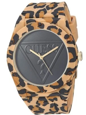 Guess Leopard Animal Print rubber strap Black Dial Women's Watch brown U0979L15 - Image 1 of 2