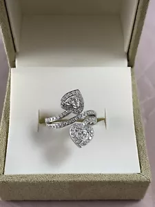 Moissanite Fire 925 Silver Ring 1.17 Ct Heart Shape And Round Platineve Sz 9 - Picture 1 of 10