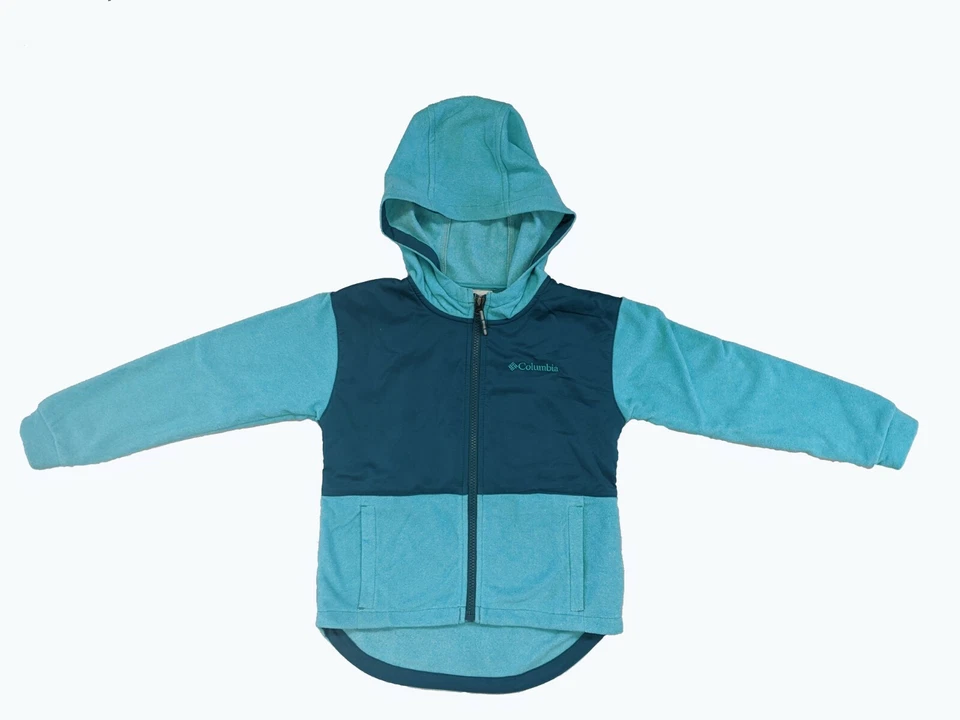 Columbia Girls Full Zip Fleece Hoodie Jacket Geyser Heather/Aegean Blue - Image 1 of 1