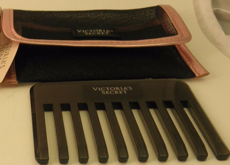 VICTORIA'S SECRET Small Black Detangling Comb in Black Mesh Case - NWT - Image 1 of 2