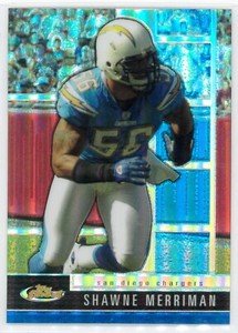 2008 Topps Finest Shawne Merriman Blue Refractor / X-Fractor San Diego Chargers