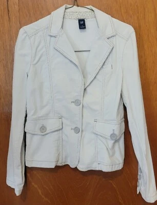 GAP White Corduroy Jacket Stretchy size 8 Good Condition! — 第 1/4 张图片