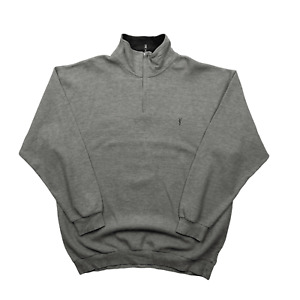 Vintage 90s Grey Yves Saint Laurent (YSL) Quarter Zip Sweatshirt - Extra Large