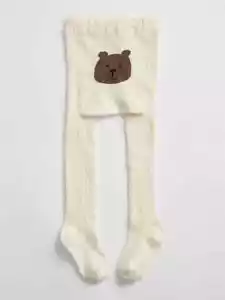 Collant grafici a maglia Bear Face nuovi con etichette avorio bambine 2T 3T 4T 5T - Foto 1 di 2