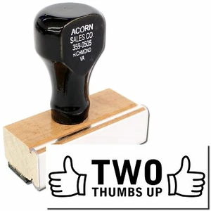 Two Thumbs Up with Thumb Icon Rubber Stamp Size 1/2" Tall x 1-1/2" Wide - Picture 1 of 5
