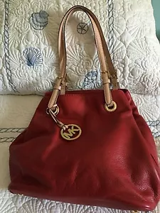 Michael Kors Red Tote Grab TT Handbag (Handbag Only) Footed Bottom w/Dust Bag - Picture 1 of 12