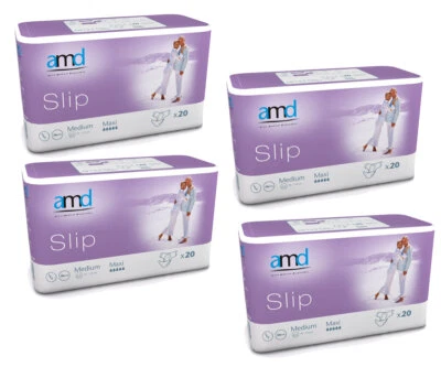 AMD SLIP (MAXI) Gr. Medium (M) Inkontinenz Windeln für Erwachsene - 4x20 St.